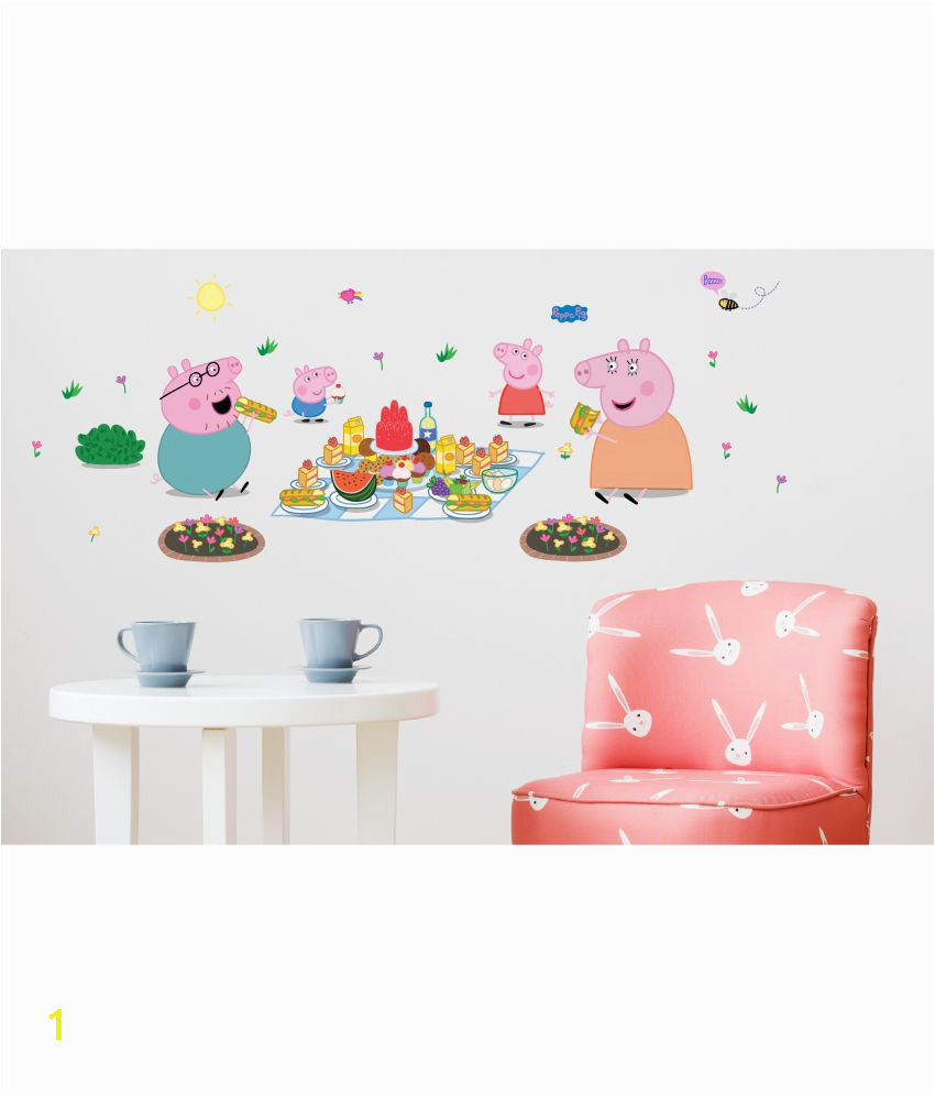 Asian Paints Wall s Peppa Pig XL Family Picnic Removable Cartoon Characters Sticker 43 x