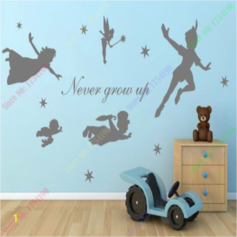Peter Pan Vinyl Wall decal Sticker Custom Mural Fantasy Fairytale Mmagic Tinkerbell nursery pixiedust Boys Girls Room Decor