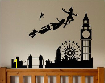 Wall Sticker Decal Peter Pan London Cartoon Tinkerbell Quote Pirate Never Grow Up Kids Children Boys Nursery Bedroom 1519b