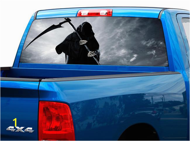 Death skull rear window decal sticker pick up truck suv car 2