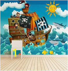 Cartoon Pirate Ship Wall Mural custom made to suit your wall size by the UK s for wall murals Custom design service and express delivery available