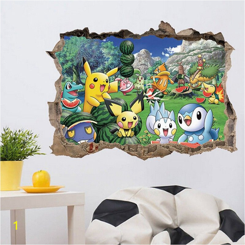 Pokemon Wall Mural Uk Removable Kids Bedroom Decor 3d Pokemon Wall Stickers Adhesive