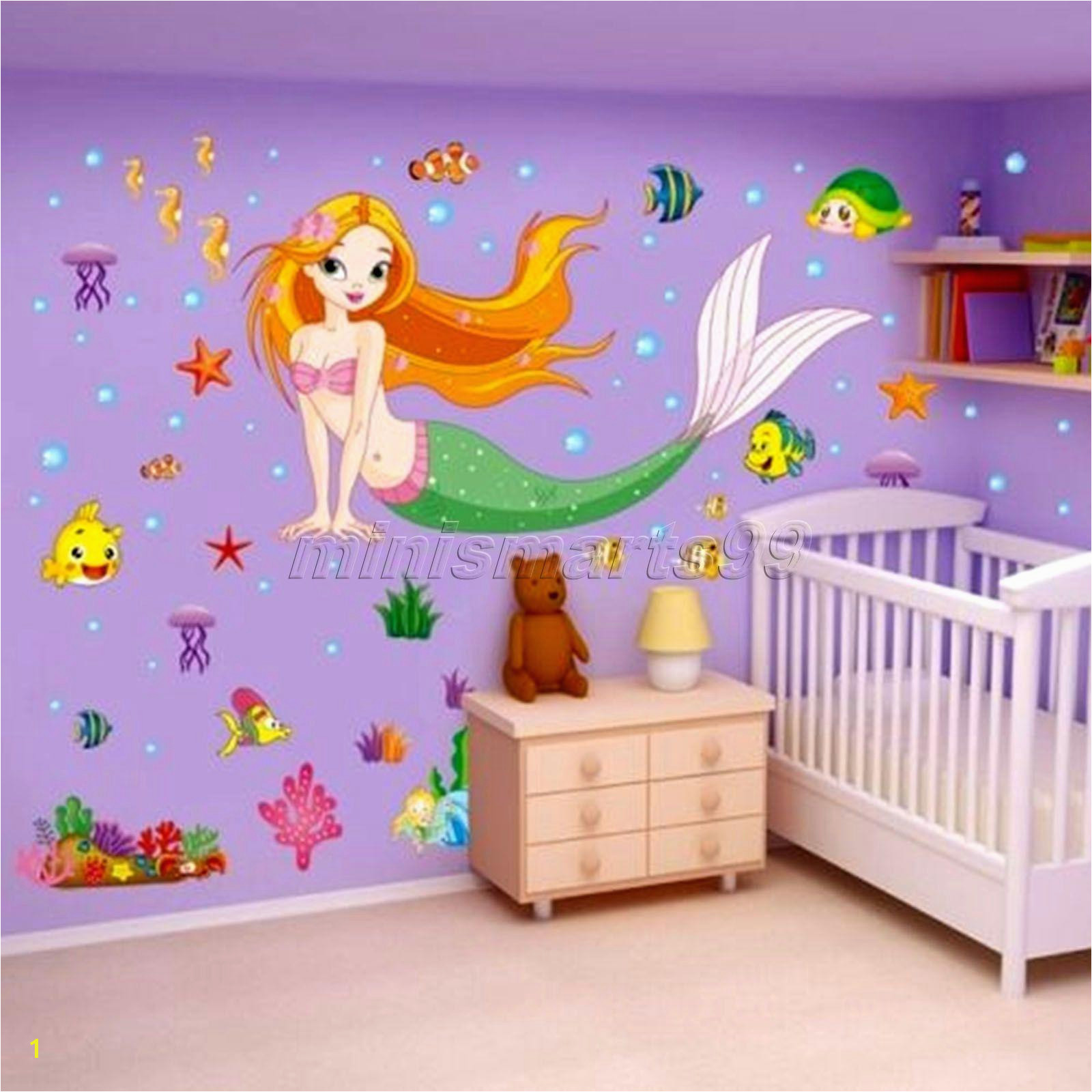 Wall Stickers Window Wall Cartton The Mermaid Princess Vinyl Wall Stickers Removable 3d Art wall stickers