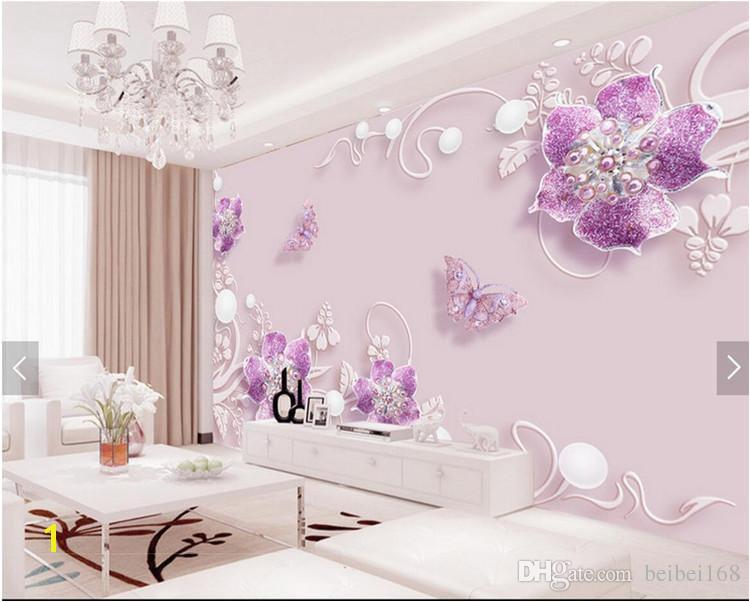 pre 3d Papel De Parede Flor Roxa Borboleta Wall Mural Papel De Parede Foto Hd Home Decor Wallcoverings Para Tv Quarto Papel De Parede Rolos De Beibei168