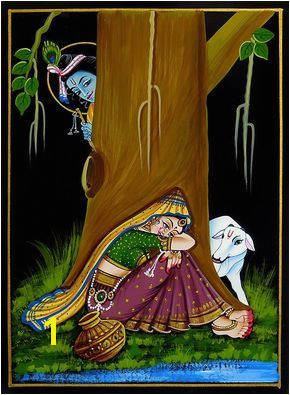 Krishna Peeping at Radha Nirmal Painting on Wood in 2019 OD Art Pinterest