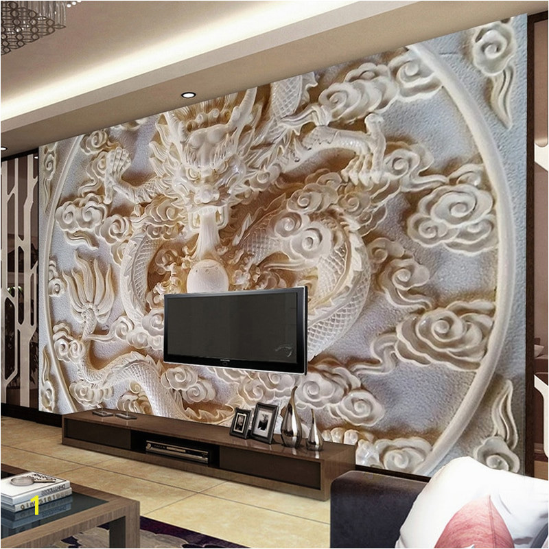 Religious Murals Wallpaper Custom 3d Wall Murals Wallpaper Chinese Style Dragon Relief