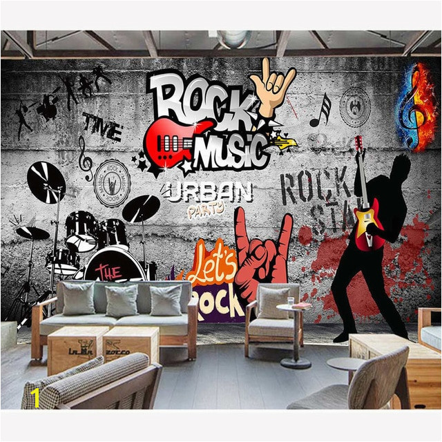 Modern Wall Papers Rock Music Background Papier Peint Mural 3D KTV Bar Decor Papel De Parede Self Adhesive Vinyl Silk Wallpaper