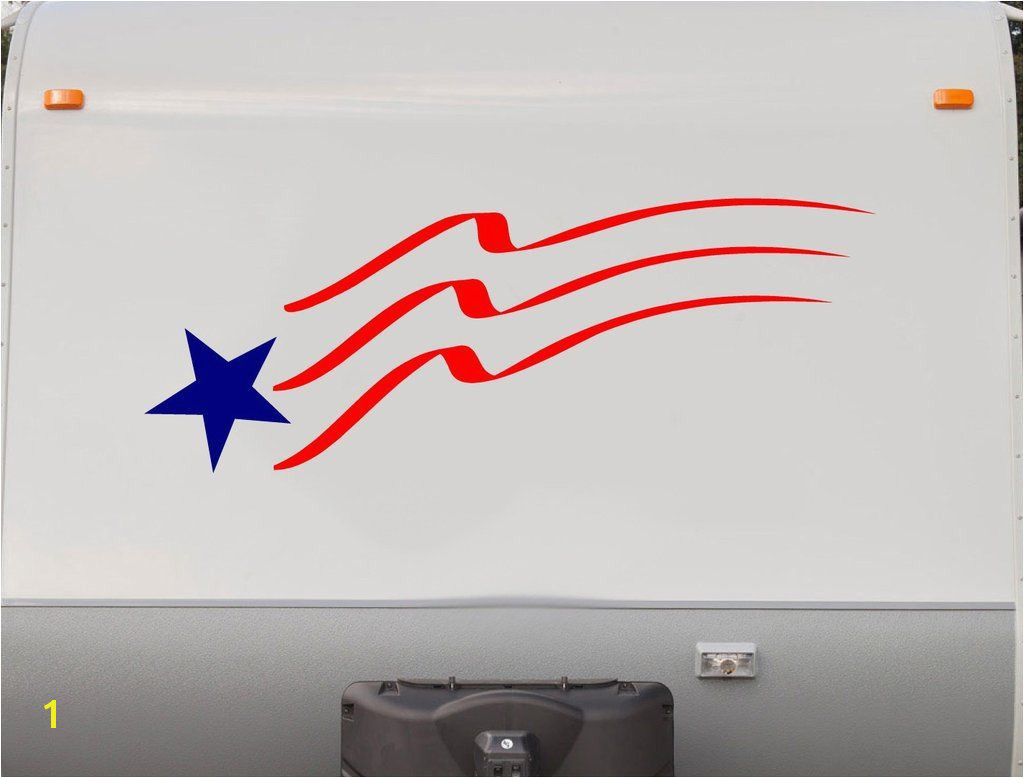 Flag Stars and Stripes RV Camper 5th Wheel Motorhome Vinyl Decal Sticker Graphic Custom Text Mural us007