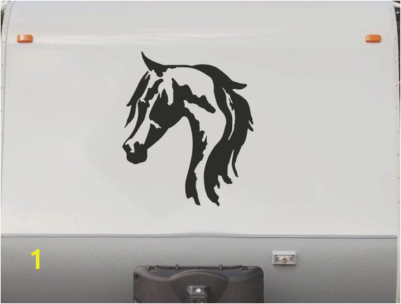 Equestrian Horse horseback Riding Trailer Camping RV Camper Vinyl Decal Sticker Graphic Mural HT202