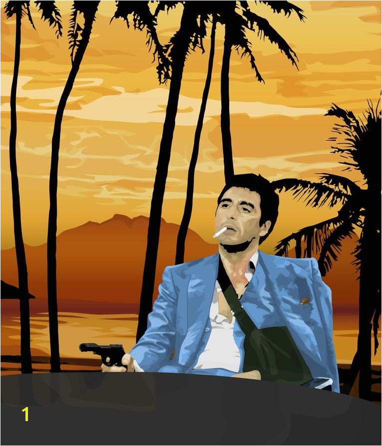 Scarface Sunset Wall Mural Scarface tony Montana Pointing A Gun at Frank Lopez after the
