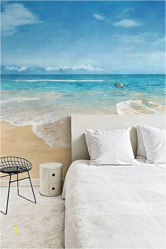 Sea Walls Murals for Oceans Watercolor Beach Wallpaper Epic Sea Wall Mural Blue by Dreamywall