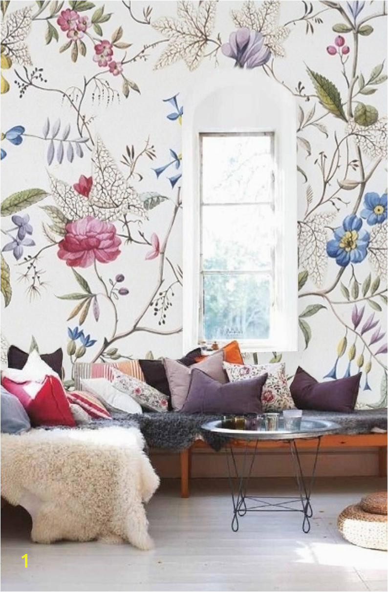 Self Stick Wall Murals Floral Wallpaper Old Painting Plants Mural Self Adhesive