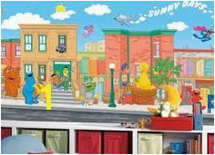 York Wallcoverings RoomMates Sesame Street Chair Rail Prepasted Mural Multi Home Decor Wallpaper Murals