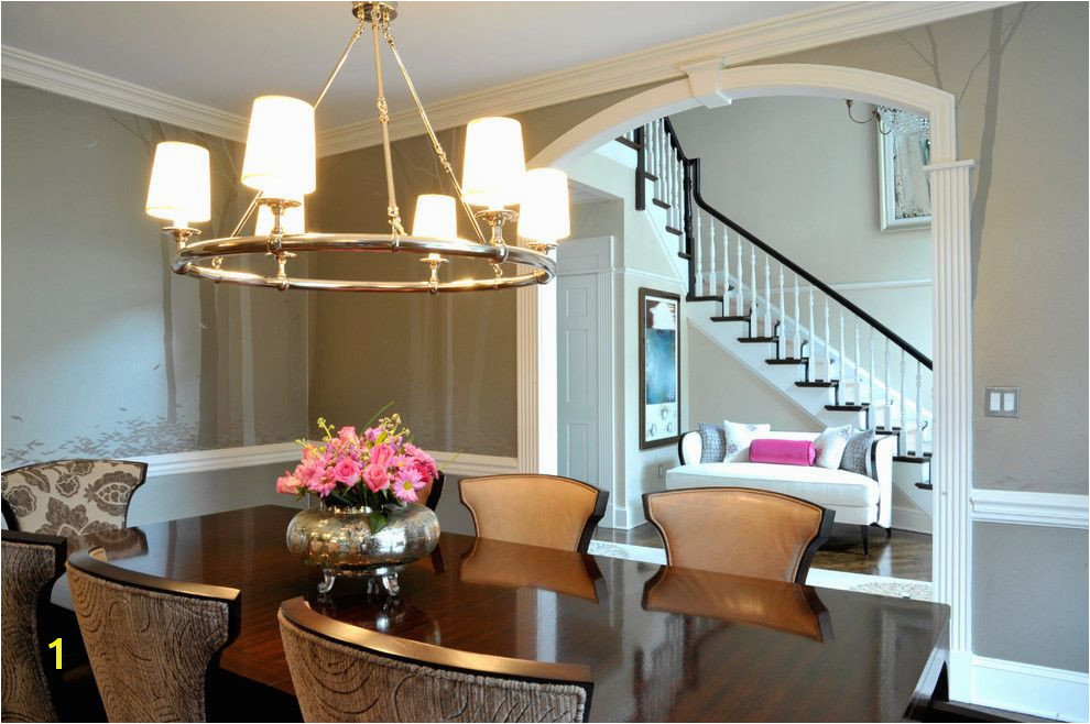 sherwin williams silvermist for a transitional dining room with a wall murals and ny estate by a perfect placement