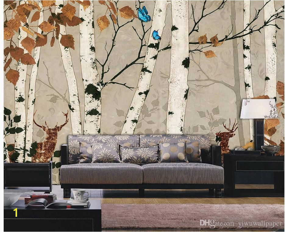 Custom Any Size White Birch Retro Wall Mural 3d Wallpaper 3d Wall Papers for Tv Backdrop