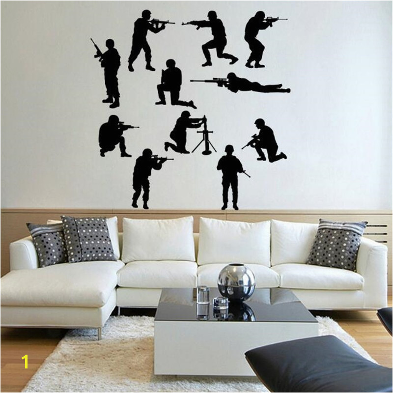 IDFIAF Military Army Sol r Wall Sticker Guns Wall Decal War Industry Boys Bedroom Decoration Wall Mural Military arms in Wall Stickers from Home & Garden