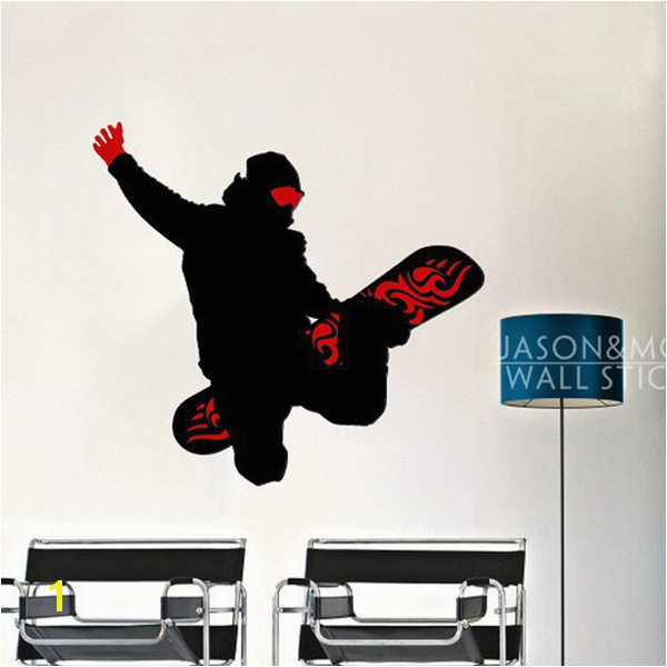 rt wall sticker Cool Skateboard Snowboard Sports Man Art Wall Sticker Decals Mural Wallpaper Vinyl Boys Room 60x65cm Home Decoration Chri