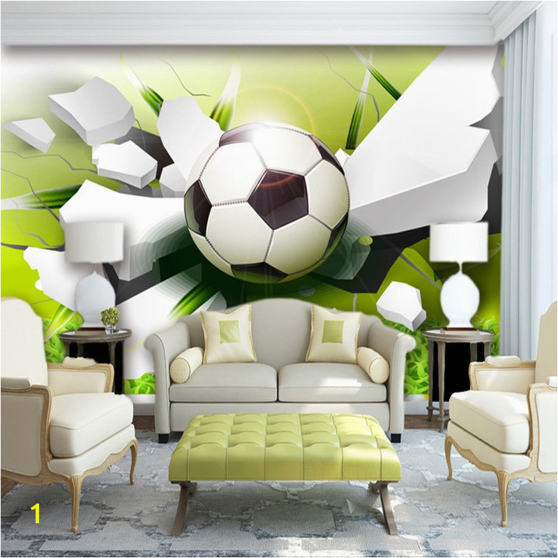 Custom Wall Mural Wallpaper Modern 3D Stereoscopic Football Broken Wall Living Room Sofa Background 3D