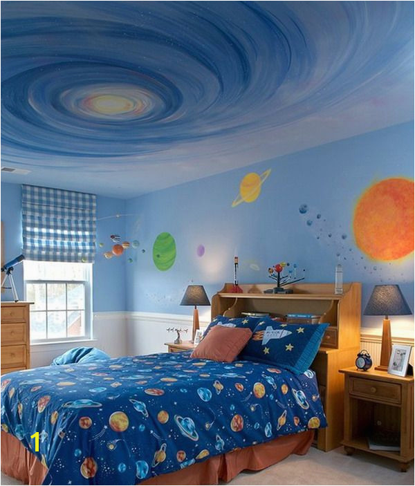 Awesome Kids Galaxy Bedroom Wall Murals Theme Painting