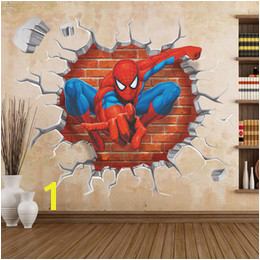 Fashion Spiderman 3D Wall Stickers for Kids Bedroom Creative Cartoon Spiderman Decals Wall Decor Waterproof Wall Sticker