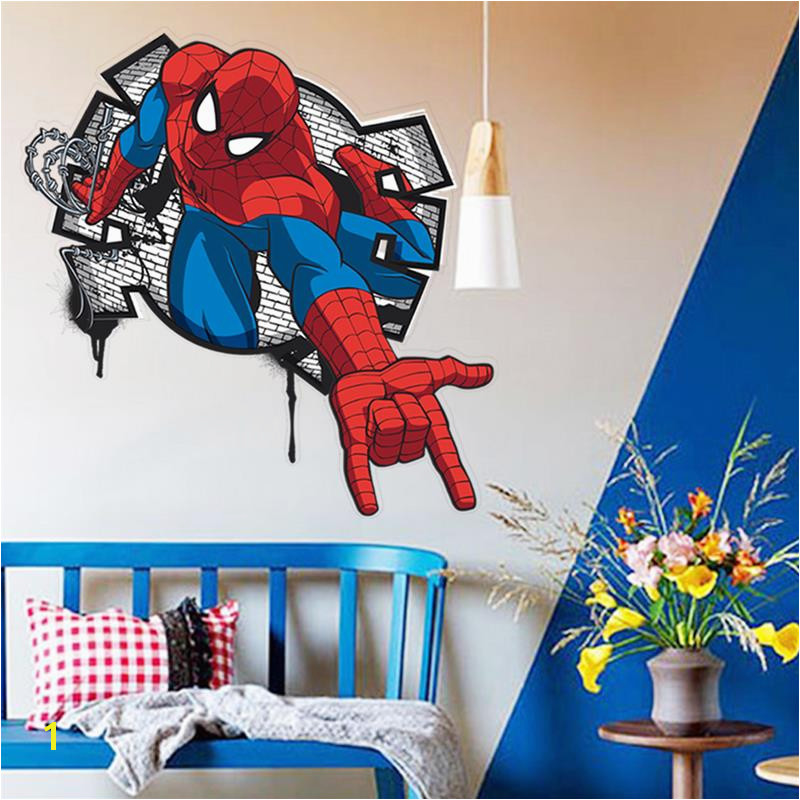 hot handsome Spiderman ing in kids rooms decal wall sticker home decor boys bedroom toy ts nursery cartoon movie poster in Wall Stickers from Home