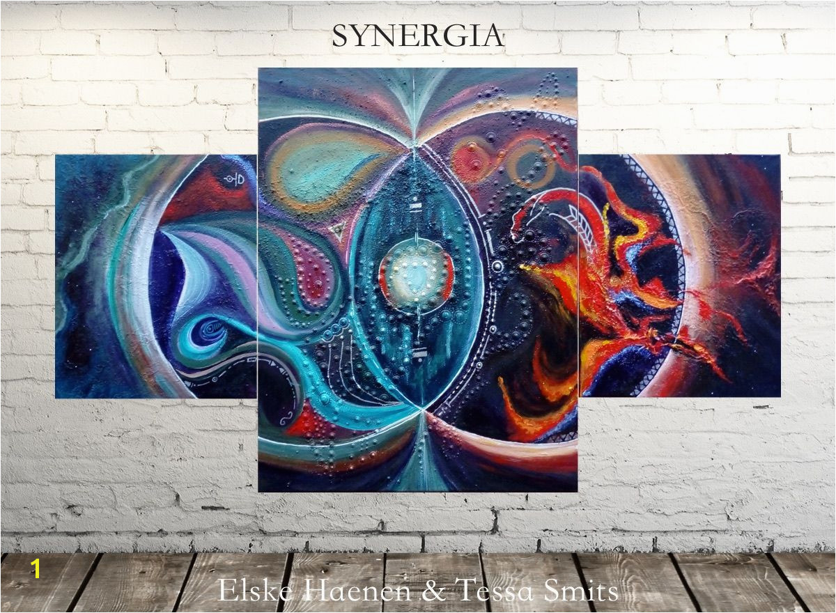 SYNERGIA the power of connection TESSA SMITS & ELSKE HAENEN abstractpainting abstractart contemporaryart intuitiveart spiritual colorfull