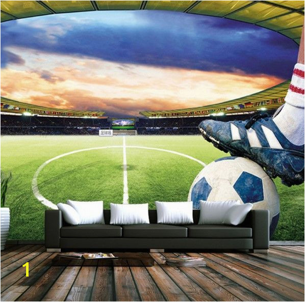 3D Soccer Field Custom Wallpaper Sports Stadium Wall Mural