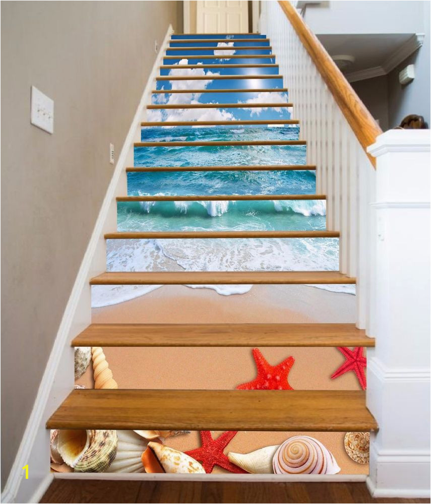 Stair Riser Murals Details About 3d Sky Sea Beach Stair Risers Decoration Mural