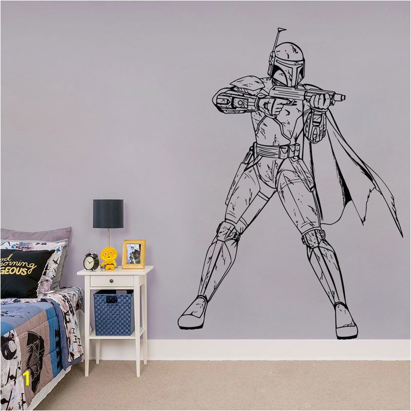 Star Wars Murals for Bedrooms Boba Fett Wall Decal Star Wars Vinyl Sticker Bedroom Decal