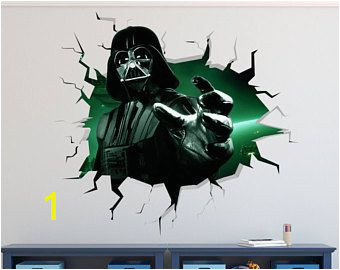 Darth Vader Star Wars Wall Decal 3D Kids Sticker Art Decor Vinyl Character Door Smashed Movie 3D Sticker Broken Wall Decal