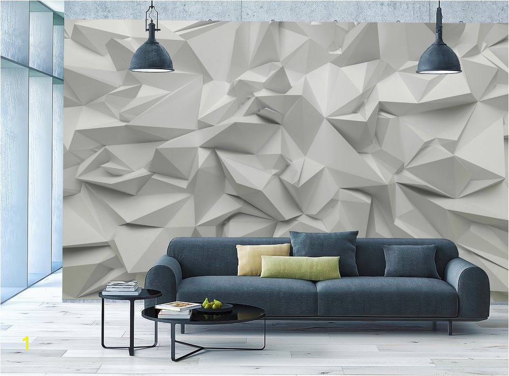 3D Wallpaper MURAL Abstract Room Art White Stone Triangle Look WALL DECOR Poster Unbranded