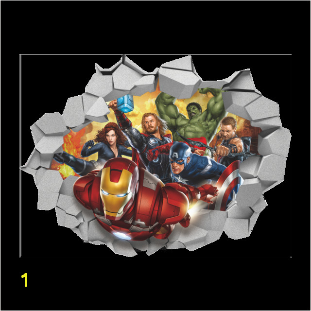 3D Broken Wall Decor The Avengers Wall Stickers for Kids Rooms Home Decor DIY Cartoon Movie Poster Mural Wallpaper Wall Decals