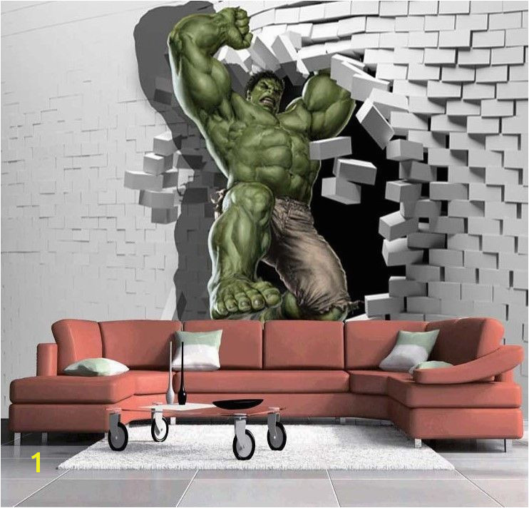 Superhero Wall Mural Stickers 3d Cartoon Hulk Superhero Avenger Wallpaper for Wall Mural In