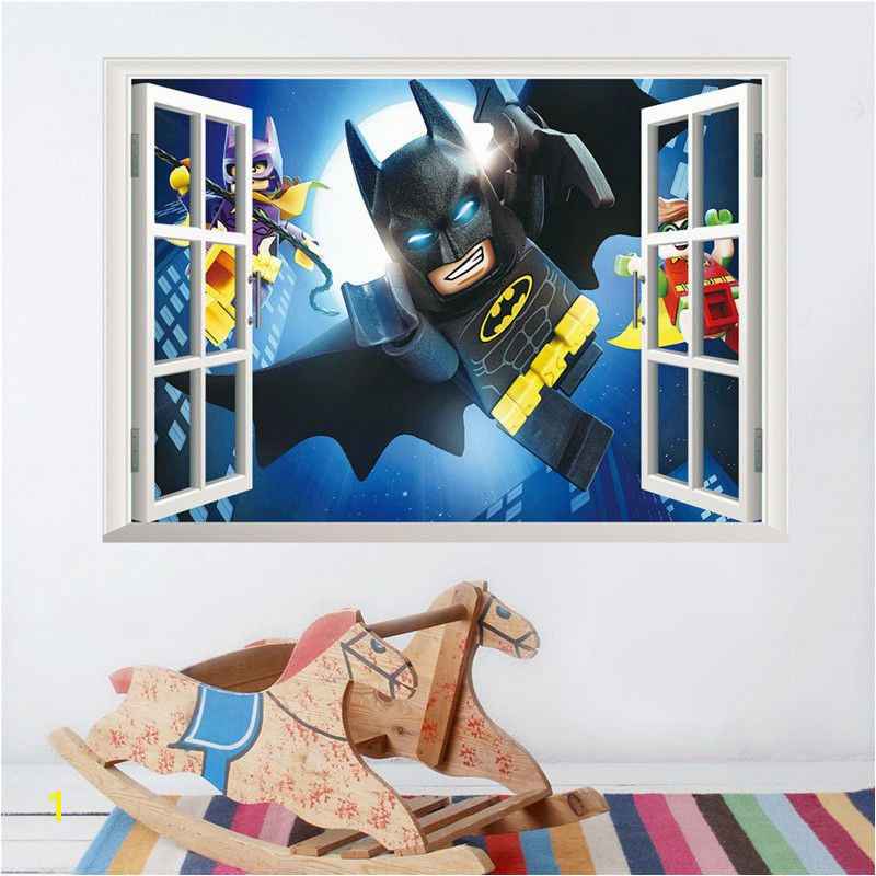 Cartoon Batman Wall Sticker For Kids Rooms 3D Window Wall Decal Boy s Room Decor Boy Birthday