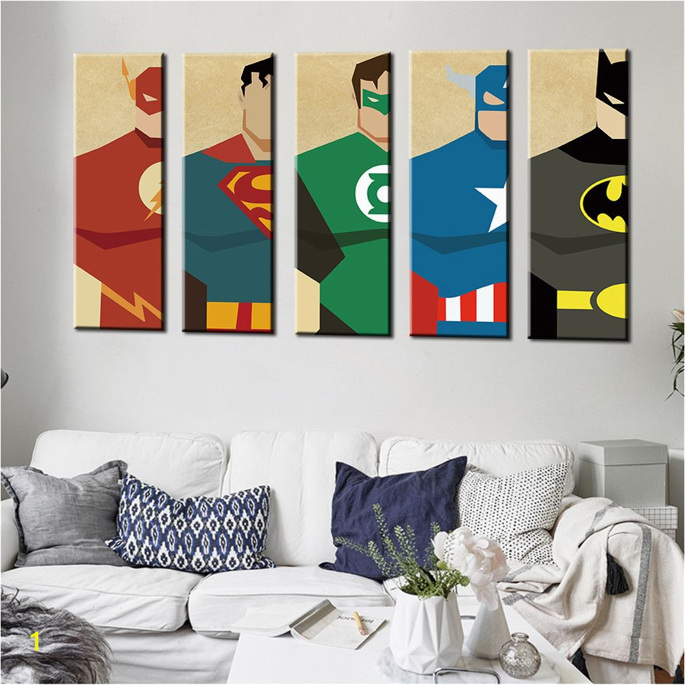 Oil Painting Frameless Watercolor Art Prints Poster Hipster Wall Picture Canvas Painting Cartoon Superman Kids Room Home Decor