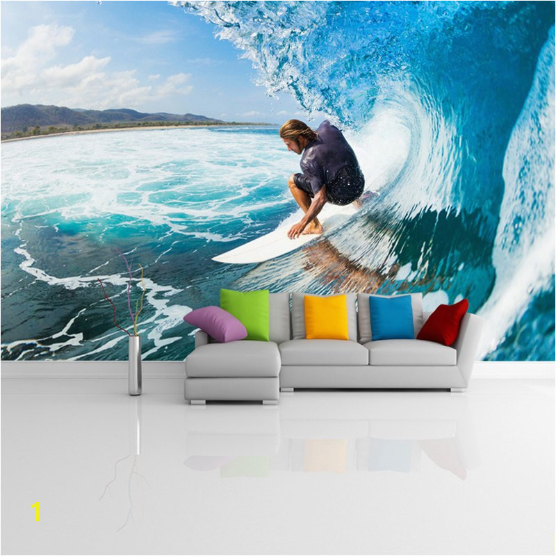 Custom Murals 3D Surfing Wallpapers House Decor Wall Paper Papel De Parede 3D Paisagem Living Room Wallpapers Brick Murals in Wallpapers from Home