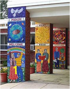 The Wall that Cracked Open Mural Wel E Mosaic at the Entrance Of A School