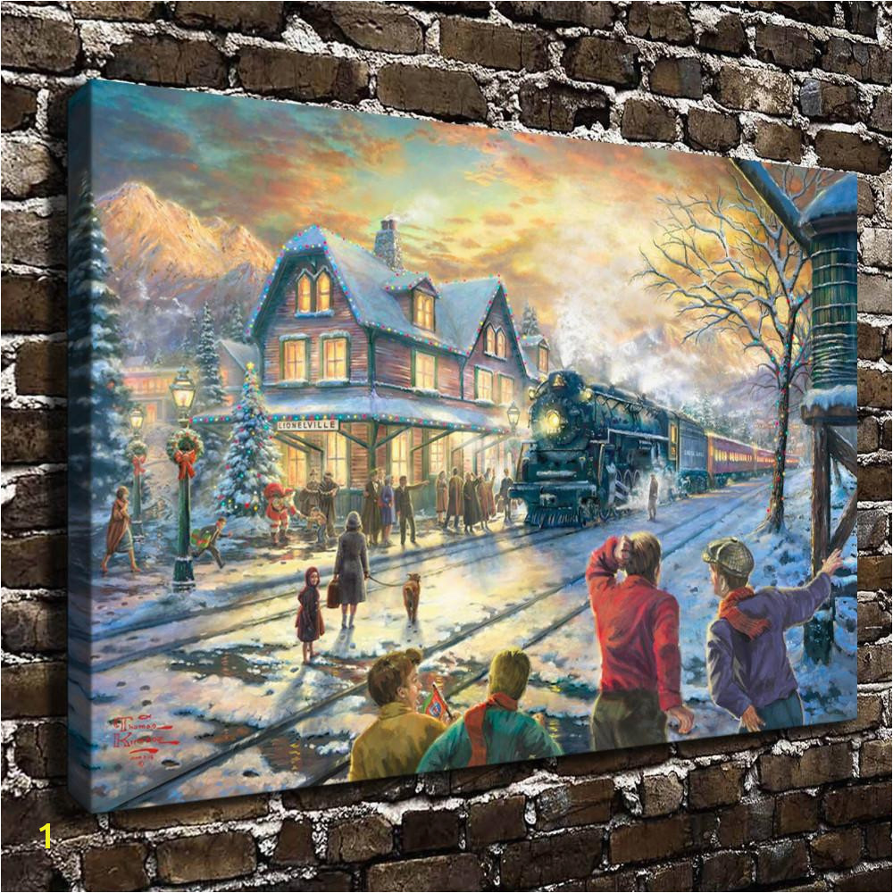 2019 Thomas Kinkade All Aboard For Christmas Canvas Prints Wall Art Oil Painting Home Decor Unframed Framed From Wumami $5 98