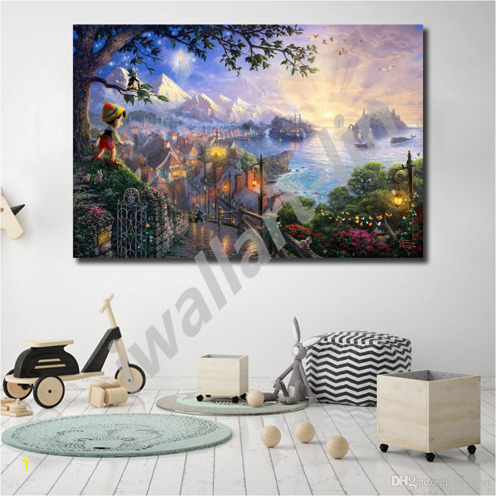 Thomas Kinkade Puppet Adventures Wishes Upon A Star HD Canvas Painting Print Living Room Home Decor Modern Wall Art Oil Painting Poster Canada 2019 From