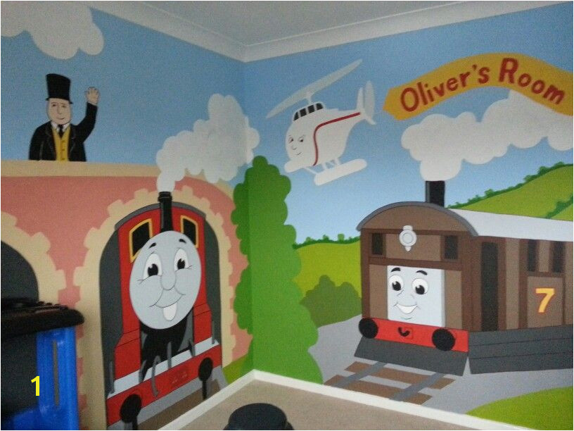 Overstock All Aboard with this gigantic Thomas the Tank Engine and his friends XL wall mural This fun wall mural is perfect…