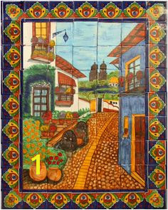 Spanish ceramic tile mural for a kitchen backsplash tabletop or wall from Mexico Tile