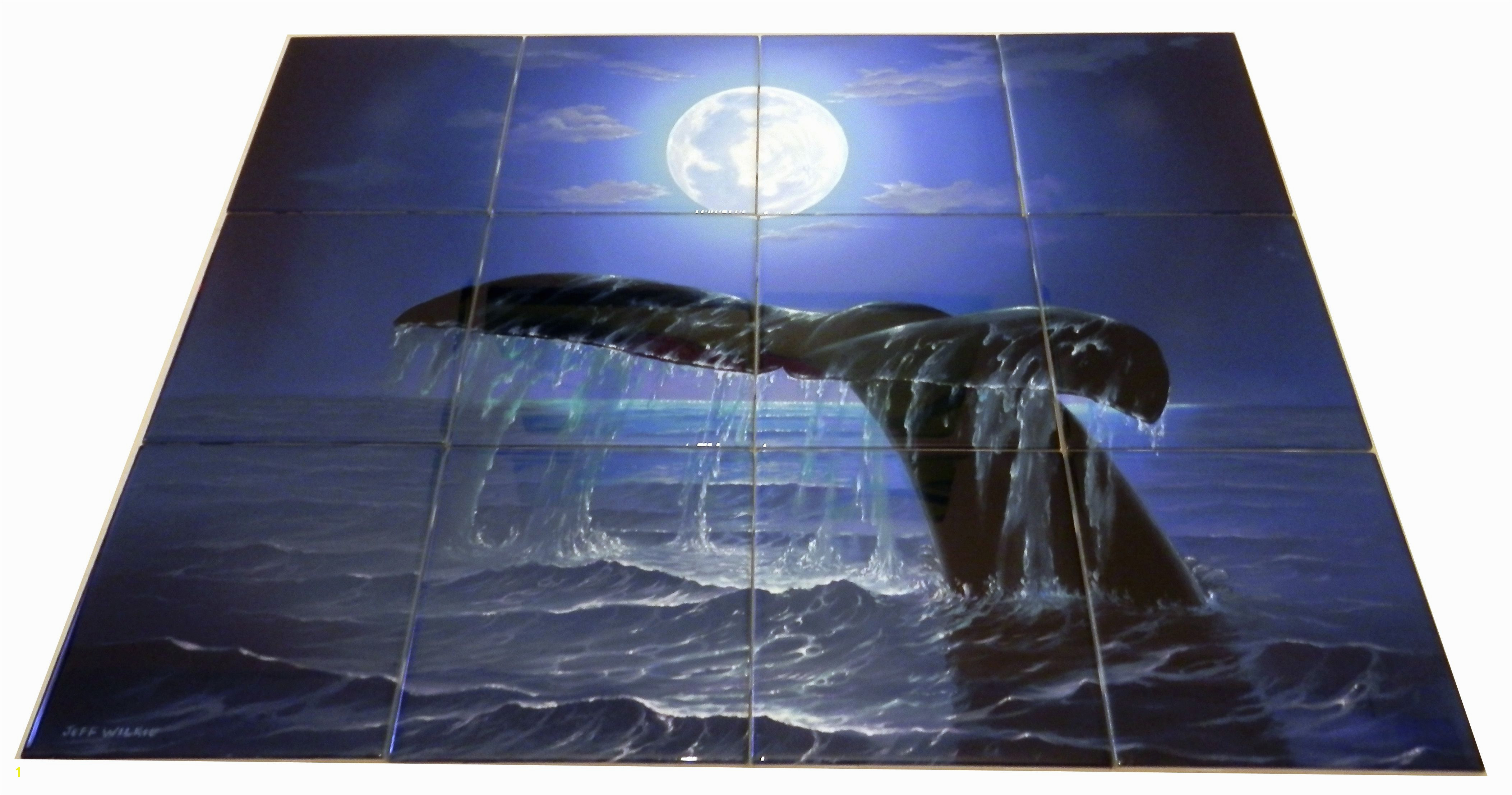 Night Dive Tile Mural Our dolphin tile murals and our tiles with whales are perfect