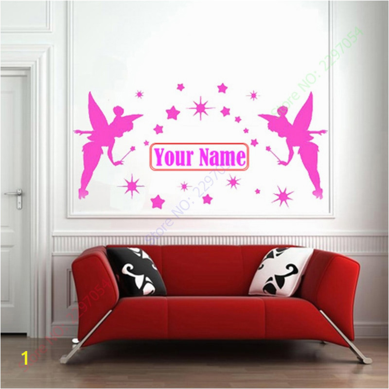 Personalized Name Fairies Fairy Tinkerbell Stars Wall Art Stickers Decal Home Decoration Wall Mural Removable Bedroom Sticker