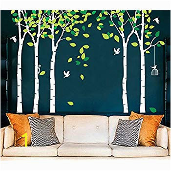 Fymural 5 Trees Wall Decals Forest Mural Paper for Bedroom Kid Baby Nursery Vinyl Removable