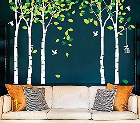 Amazon CaseFan 5 Trees Wall Decals Forest Mural Paper for Bedroom Kid Baby Nursery Vinyl Removable DIY Decals 103 9x70 9 White Green Home & Kitchen