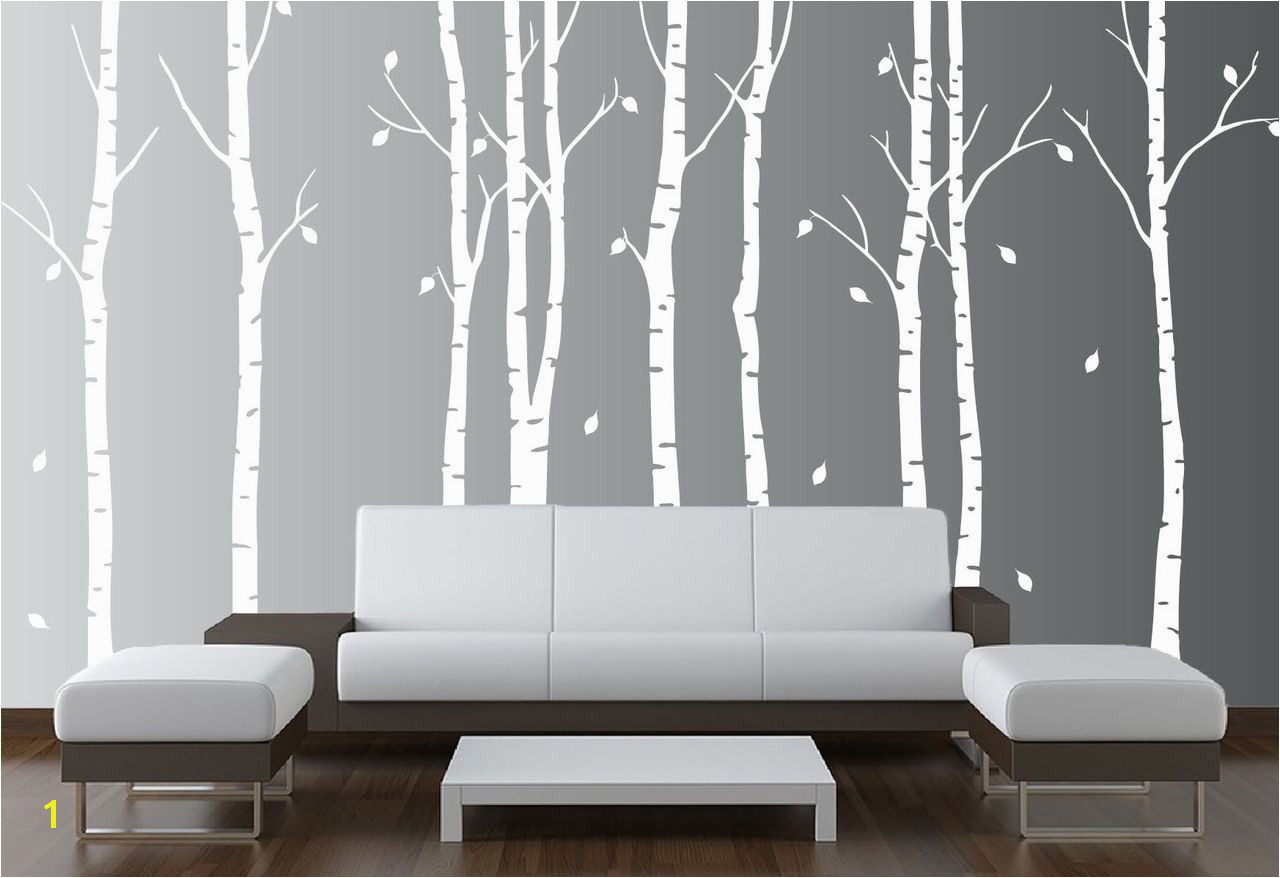 InnovativeStencils Wall Birch Tree Nursery Decal Forest Kids Vinyl Sticker Leaves