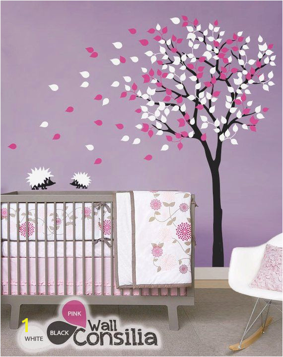 Baby Nursery Wall Decals Tree Wall Decal Tree Decal Hedgehog Decal approx 79" x 85"