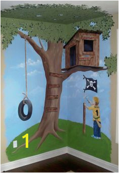 Hand painted tree house mural 7 x 7 custom designed Personalized with