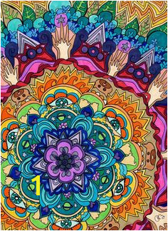 Microcosm Mandala Print Psychedelic by PaintMyWorldRainbow Mandala Motif Mandala Print Mandala Pattern Mandala