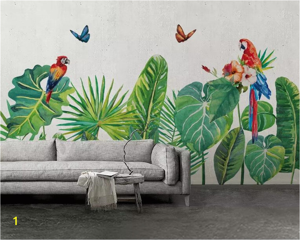 Beibehang Custom mural wallpaper hand drawn tropical forest colorful parrot background wall painting wallpaper papel de parede